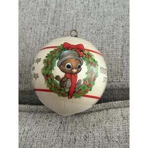 Vintage 1978 Hallmark Satin Ornament “Jolly Holly Daying” Tree Trimmer Keepsake
